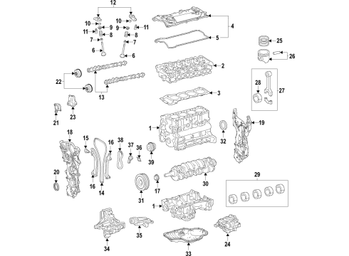 2019 Toyota Avalon Engine Parts, Mounts, Cylinder Head & Valves, Camshaft & Timing, Variable Valve Timing, Oil Pan, Oil Pump, Balance Shafts, Crankshaft & Bearings, Pistons, Rings & Bearings Lower Oil Pan Bolt Diagram for 90119-A0115