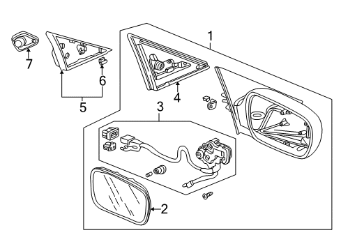 2001 Acura CL Outside Mirrors Mirror Assembly, Driver Side Door (Monterey Blue Pearl) (Heated) (Memory) Diagram for 76250-S3M-A11ZB