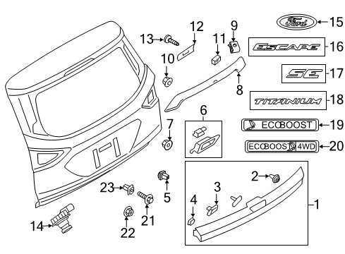 2017 Ford Escape Parking Aid License Mount Diagram for 6C3Z-17A386-AA