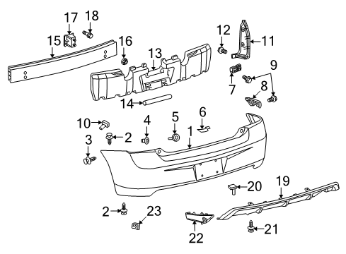 2009 Pontiac Vibe Rear Bumper Impact Bar Diagram for 19183891