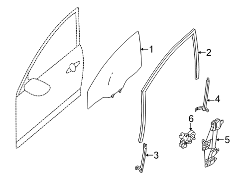 2022 Nissan Sentra Front Door Glass & Hardware MOTOR ASSY-REGULATOR, LH Diagram for 80751-6LE1C