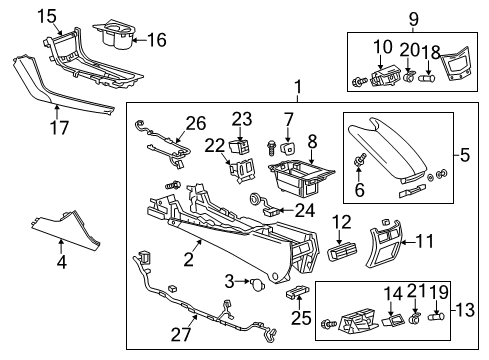 2015 Cadillac ATS Center Console Console Assembly Diagram for 22983283