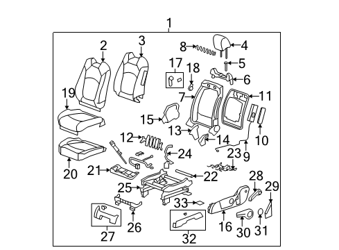 2014 GMC Acadia Front Seat Components Seat Back Cover Diagram for 22914431