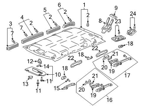 2003 Honda Pilot Interior Trim - Roof Holder, Sunvisor (Light Saddle) Diagram for 88217-S01-A01ZH