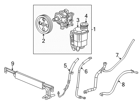 2013 Ram 2500 P/S Pump & Hoses, Steering Gear & Linkage Line-Power Steering Pressure Diagram for 5154897AB