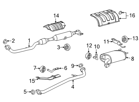 2017 Toyota Avalon Exhaust Components Heat Shield Diagram for 58154-07020