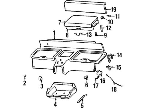 1993 Honda Civic del Sol Interior Trim - Rear Body Lock Assy., RR. Box Diagram for 84462-SR2-003