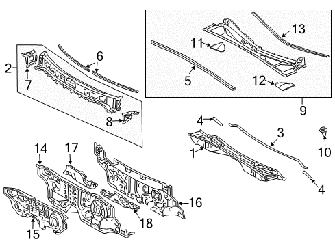 2006 Lexus RX400h Cowl Insulator Assy, Dash Panel Diagram for 55210-48100