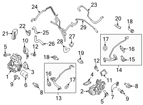 2014 Ford F-150 Turbocharger Turbocharger Gasket Diagram for CL3Z-9450-A