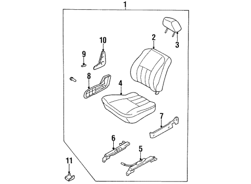 1996 Kia Sephia Front Seat Components Cushion-FSEAT, RH Diagram for 0K24V88110C70