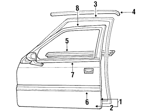1989 Plymouth Sundance Door & Components, Exterior Trim WEATHERSTRIP Front Door OPNG RIGHT/LEFT Diagram for 5257261