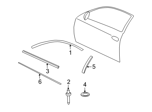 2001 Chevrolet Monte Carlo Exterior Trim - Door Molding Asm-Front Side Door Window Upper Reveal-RH *Black Diagram for 10321350