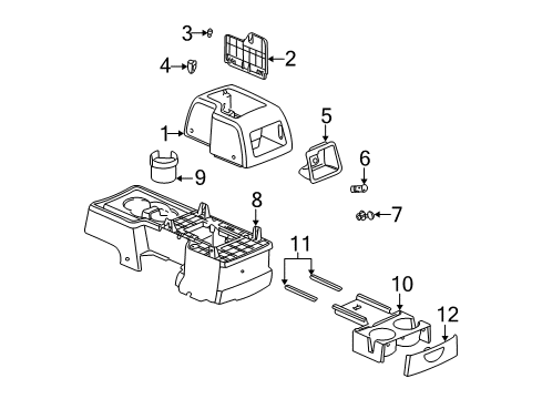 2004 Saturn Vue Center Console Compartment, Front Floor Console *Gray Diagram for 22691213