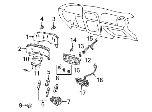 2003 Ford Explorer Cluster & Switches Headlamp Switch Diagram for 1L2Z-11654-CAA