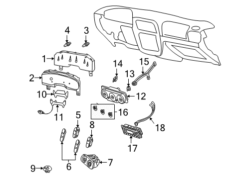 2004 Ford Explorer Cluster & Switches Dash Control Unit Diagram for 4L2Z-19980-AC