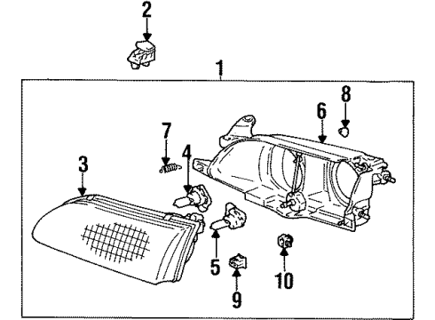 1997 Toyota Corolla Headlamps Lens & Housing Diagram for 81170-02040