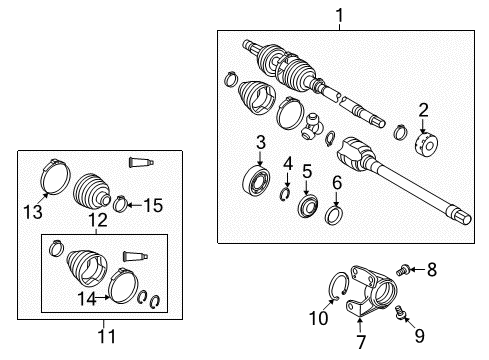 2009 Pontiac Vibe Drive Axles - Front Cv Axle Shaft (W/Wheel Speed Sensor Ring) Diagram for 19183748