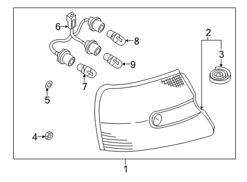 2000 Nissan Altima Bulbs Body Assy-Rear Combination Lamp, RH Diagram for 26554-0Z825