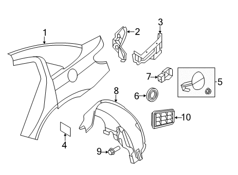 2013 Chrysler 200 Quarter Panel & Components Extension-Quarter To Floor Pan Diagram for 4389566AE