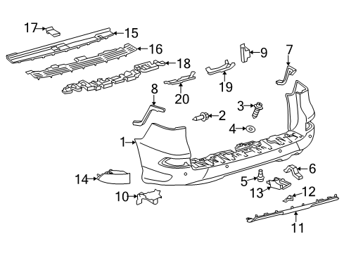 2019 Lexus GX460 Rear Bumper Support, Rear Bumper Side Diagram for 52156-60100