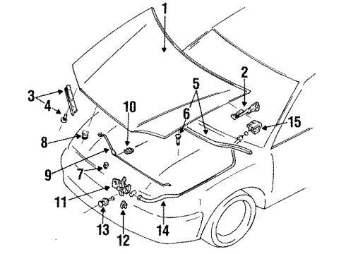 1996 Mitsubishi Mirage Hood & Components STOP/BUMP-Hood Diagram for MB270607