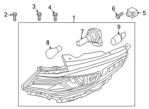 2018 Kia Optima Headlamps Passenger Side Headlight Assembly Diagram for 92102A8310