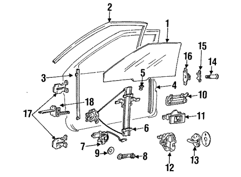 1992 Hyundai Scoupe Glass - Door Front Left Power Window Regulator Assembly Diagram for 82403-23100