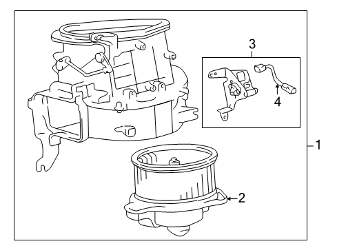 2001 Toyota 4Runner Blower Motor & Fan Blower Assy, Heater, Front Diagram for 87130-35140