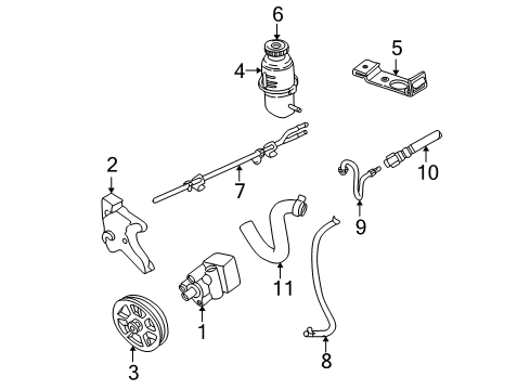1999 Chrysler 300M P/S Pump & Hoses, Steering Gear & Linkage Reservoir-Power Steering Pump Diagram for 4772456AD