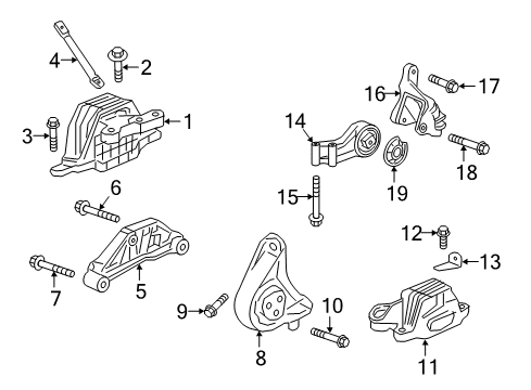2019 Buick LaCrosse Engine & Trans Mounting Side Transmission Mount Diagram for 84289517