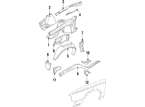 1988 Buick Electra Structural Components & Rails Shield-Engine Front Splash Diagram for 25612087