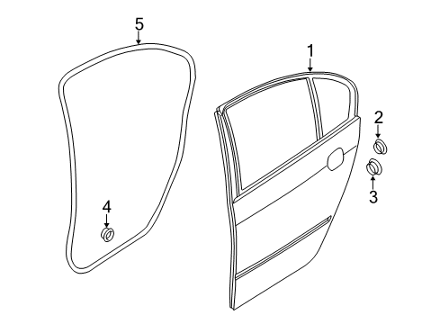 2001 BMW 325i Rear Door Door Weatherstrip, Rear Right Diagram for 51348194778