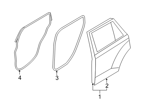 2014 Lincoln MKX Rear Door Weatherstrip On Body Diagram for DA1Z-78253A10-AA