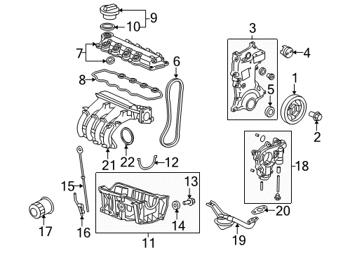 2011 Honda Insight Filters Element Assembly, Air Cleaner Diagram for 17220-RBJ-000