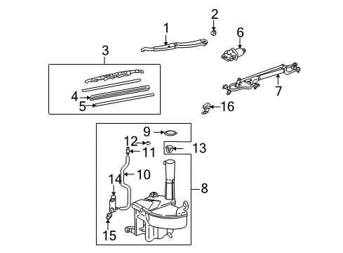 2002 Lexus IS300 Wiper & Washer Components Jar, Washer, A Diagram for 85315-53070