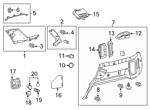 2020 Toyota 4Runner Interior Trim - Quarter Panels Lid Diagram for 62693-35040-C0