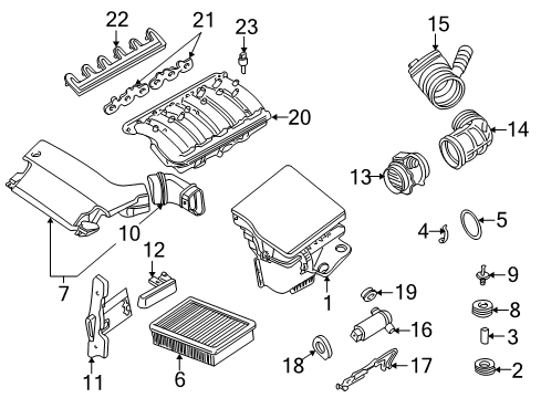 2003 BMW 325i Powertrain Control T-Shape Idle Regulating Valve Diagram for 13411744713