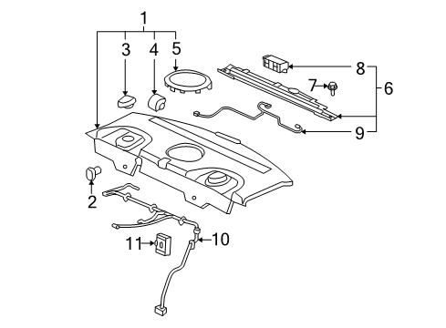2007 Cadillac DTS Keyless Entry Components Package Tray Trim Diagram for 15846654