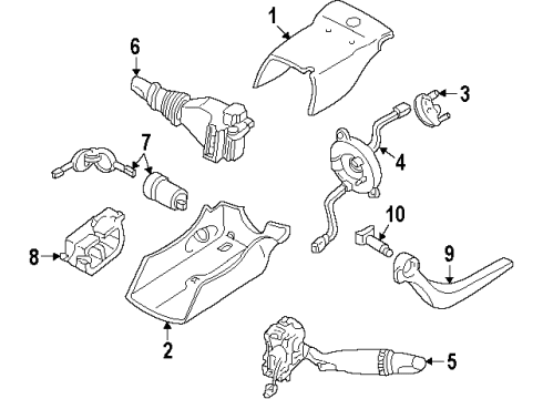 1999 Mercury Cougar Shroud, Switches & Levers Signal Switch Diagram for F8RZ-13341-AA