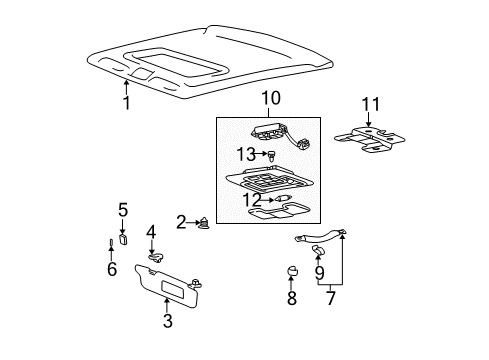 2000 Hyundai Sonata Interior Trim - Roof Bracket-Room Lamp Mounting Diagram for 92815-38000