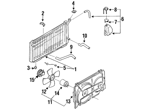 1990 Nissan Sentra Radiator & Components, Cooling Fan, Belts & Pulleys SHROUD Assembly-Motor Fan Diagram for 21483-55A06