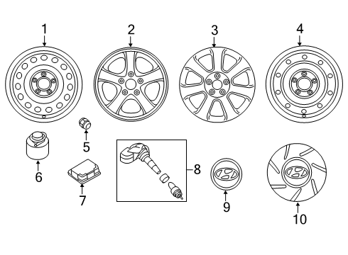 2014 Hyundai Elantra Wheels Aluminium Wheel Assembly Diagram for 52910-3X760