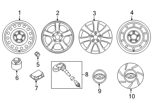 2013 Hyundai Elantra Coupe Wheels 17 7-Spoke Wheel Rim Diagram for 52910-3X350