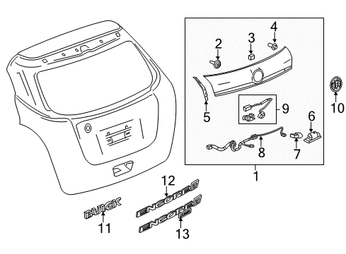 2013 Buick Encore Exterior Trim - Lift Gate Applique Panel Diagram for 42524773