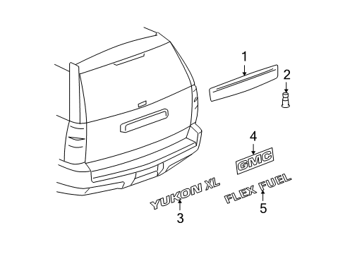 2007 GMC Yukon XL 1500 Exterior Trim - Lift Gate Applique Diagram for 15915677