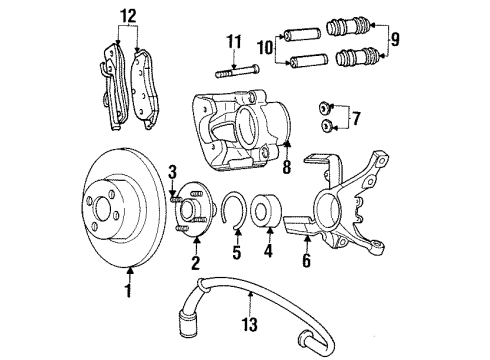1996 Plymouth Neon Brake Components Abs Front Wheel Disc Brake Right Diagram for 4509384