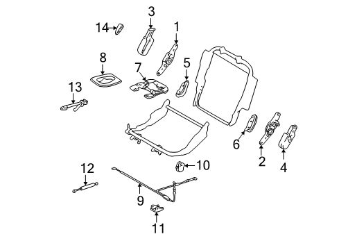 2001 Toyota Land Cruiser Tracks & Components Hinge Half Diagram for 71324-60140