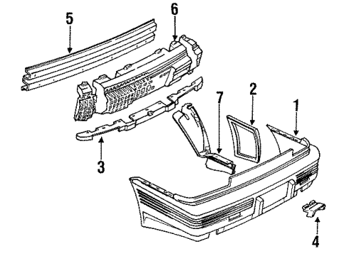 1994 Pontiac Grand Prix Rear Bumper Shield-Rear Bumper Fascia Splash Diagram for 10225890