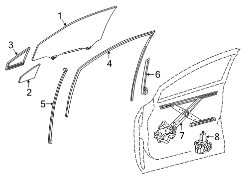 2019 Lexus RX350L Front Door Frame Sub-Assembly, Front Door Diagram for 67402-48020