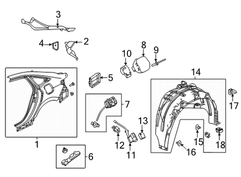 2022 Honda Civic Quarter Panel & Components ACTUATOR, FUEL LID Diagram for 74700-T20-A01